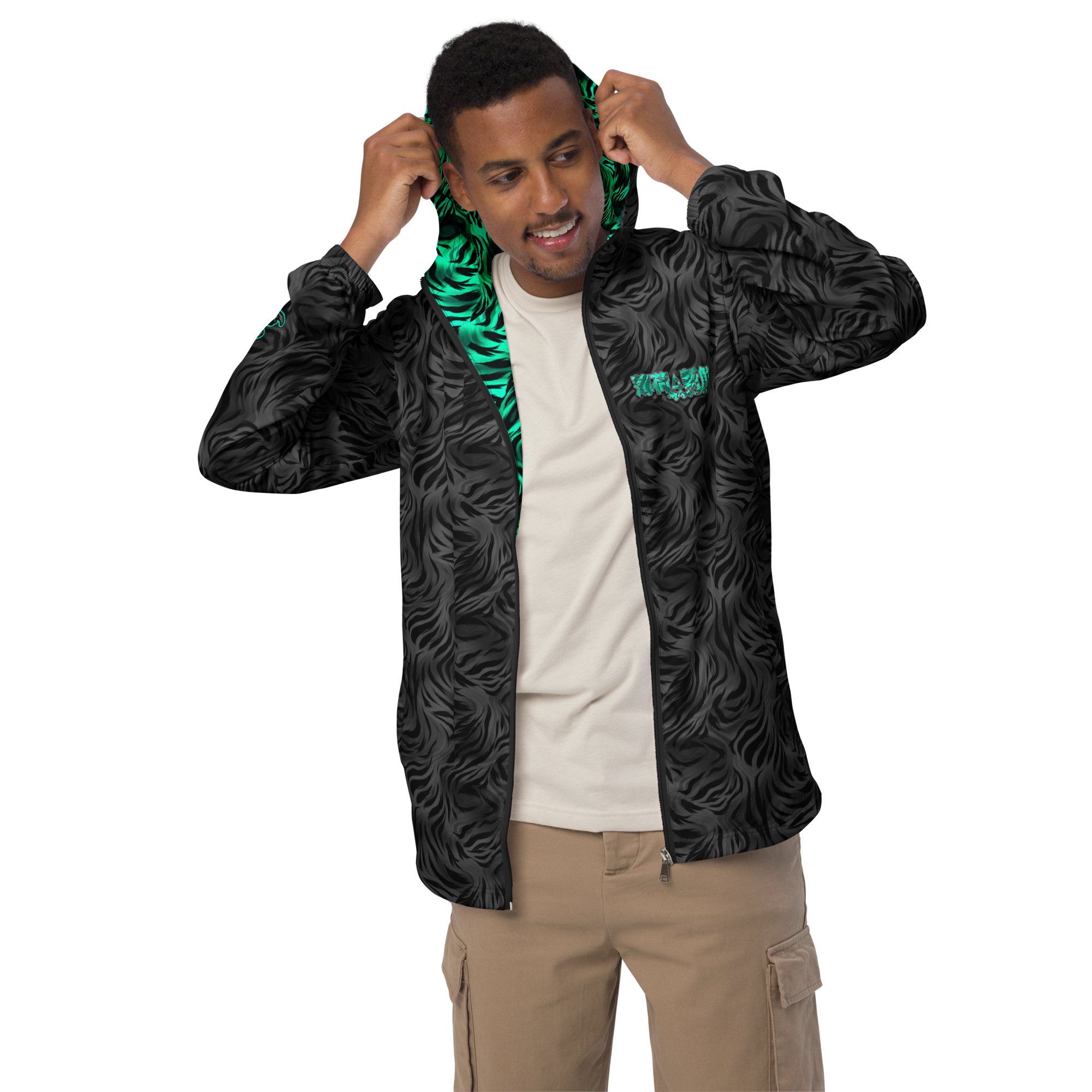 MF Tiger Print BLK/Teal - Windbreaker