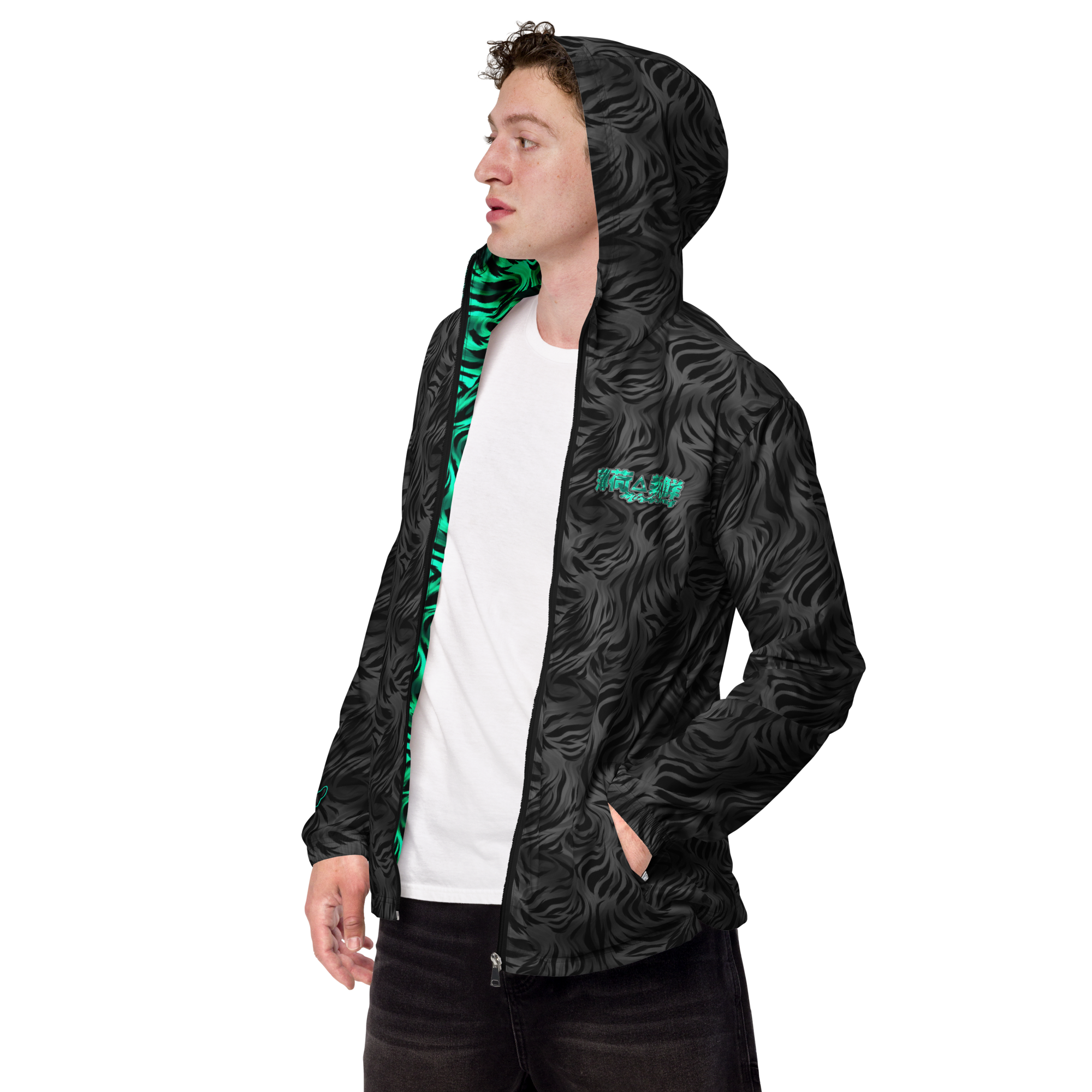 MF Tiger Print BLK/Teal - Windbreaker