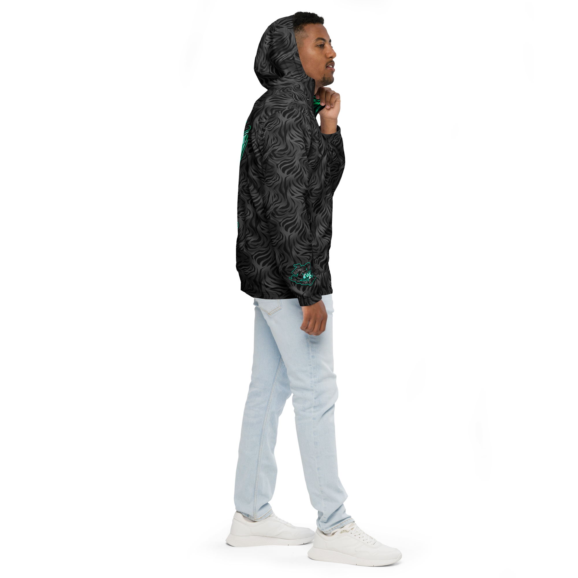MF Tiger Print BLK/Teal - Windbreaker